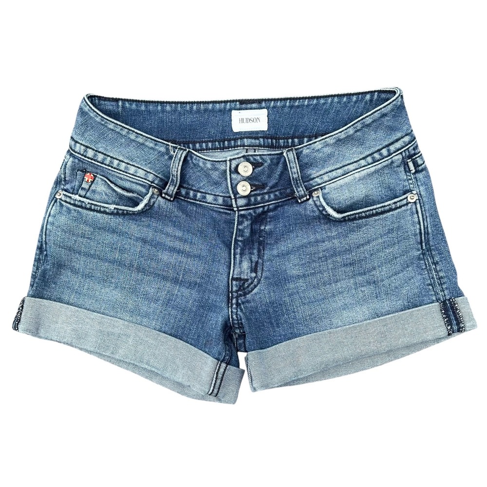 Hudson Los Angeles Low Rise Cuffed Flap Pocket Denim Shorts Y2K Inspired Size 26
